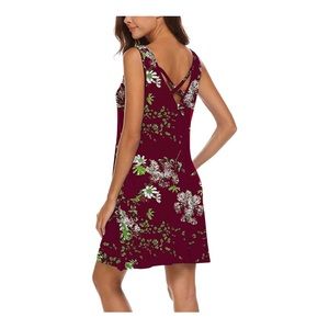 LuckyMore Women's summer dress, beach dress with crossed pockets on the back, L